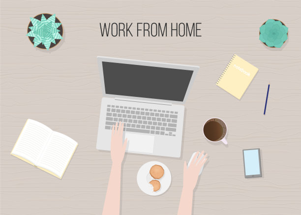 在木桌上工作图片下载