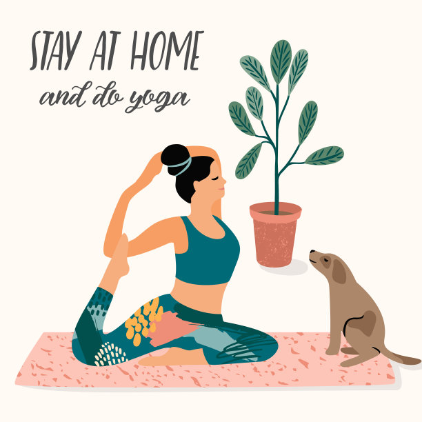 呆在家里的年轻女子做瑜伽图片下载
