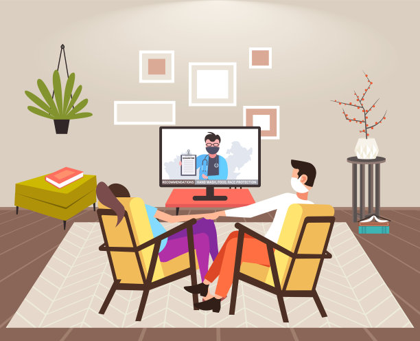 一对坐在家里自我隔离的男人女人图片下载