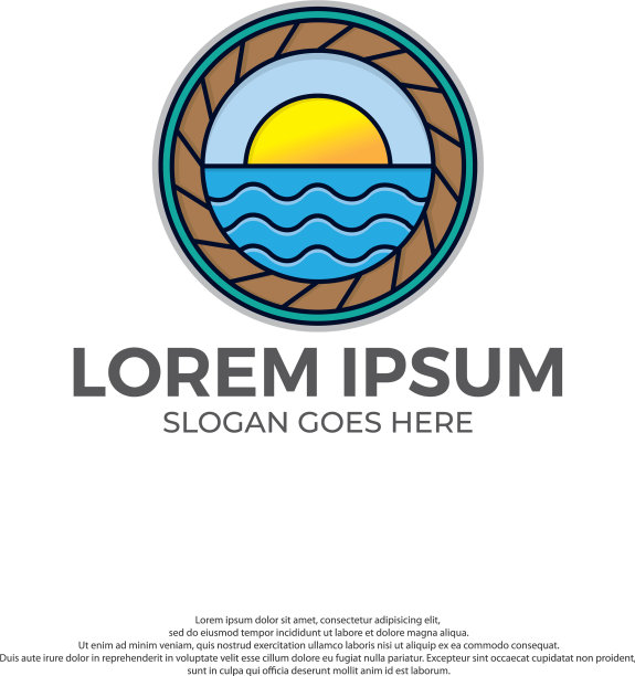 抽象设计太阳和海洋图标徽章图片下载