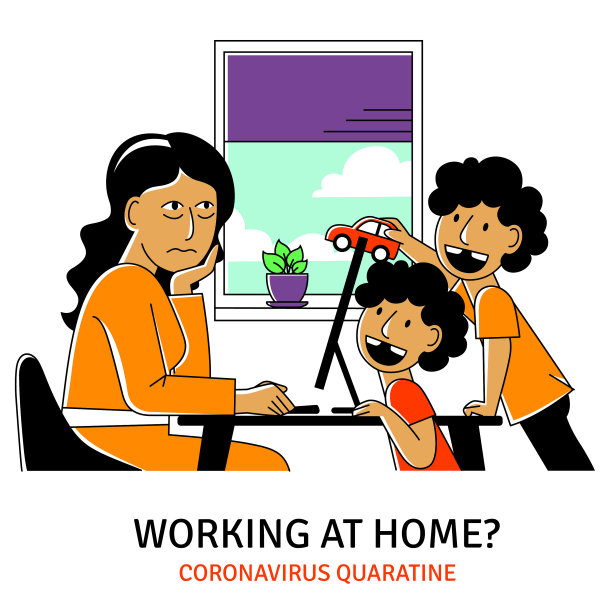 一个在家里工作的女人的方形形象图片下载