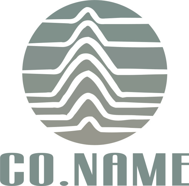 简单的圆形线形山或波浪标志图片下载