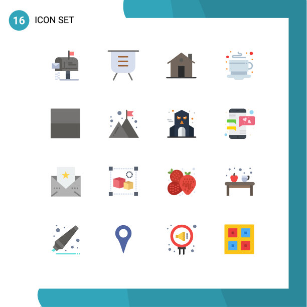 可编辑线包16个简单的平面颜色图片下载