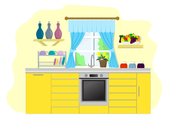 时尚舒适的厨房卡通装饰图片下载
