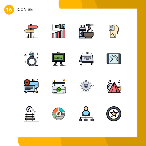 组16现代平面颜色填充线条集图片下载