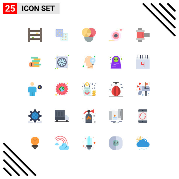 25个主题平色和可编辑的符号图片下载