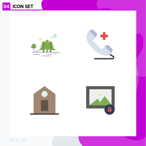 4平面图标概念的网站，移动和应用程序图片下载