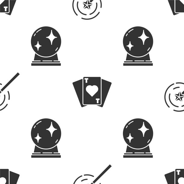 设置魔术棒扑克牌和魔术球图片下载