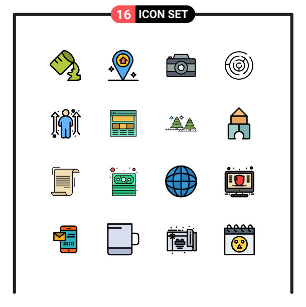 组16现代平面颜色填充线条集图片下载