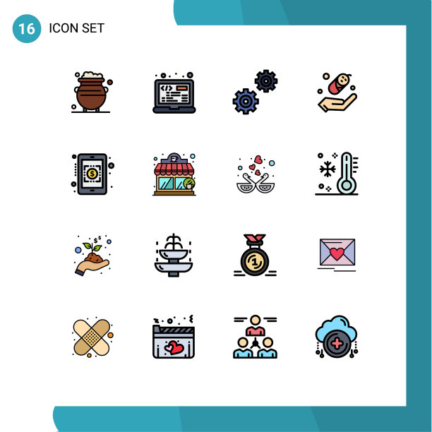 16平面颜色填充线概念的网站图片下载