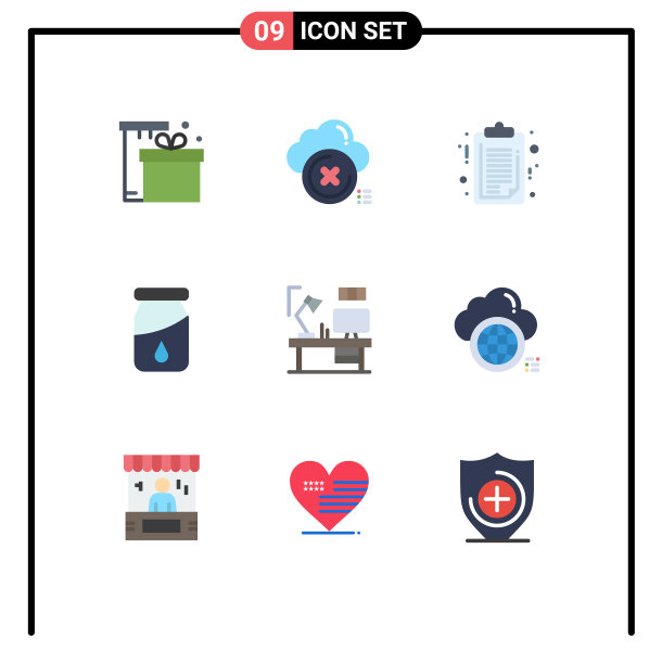 为桌子设置9个商业平面颜色包图片下载