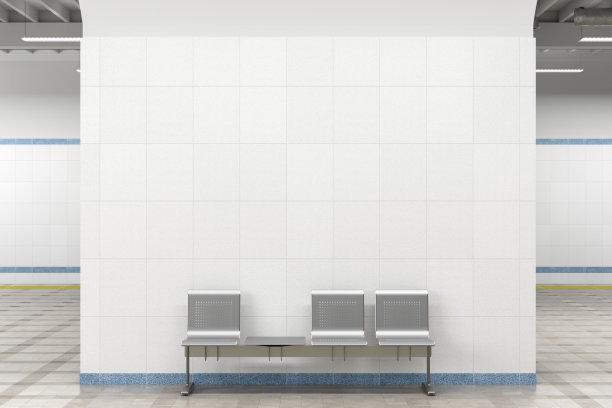 地下地铁站的空白墙模型。图片下载
