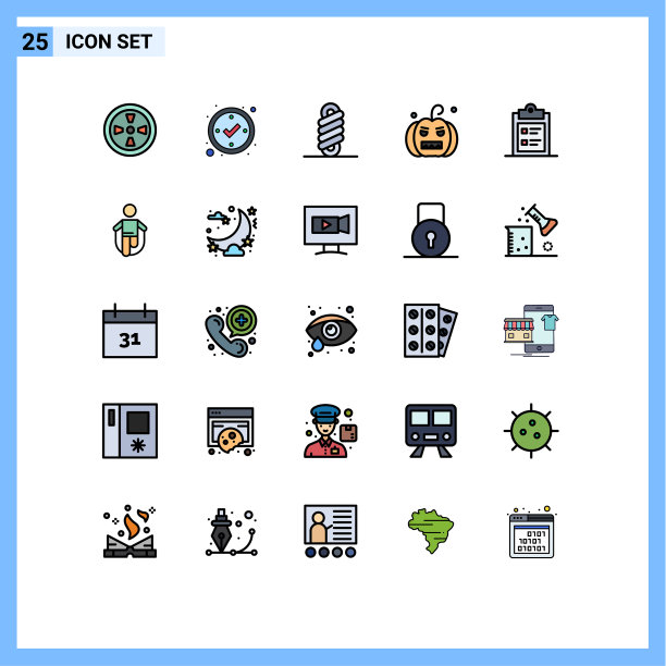 用户界面包25基本填充线平图片下载