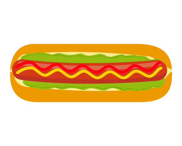 矢量图的热狗与芥末和番茄酱酱。图片下载