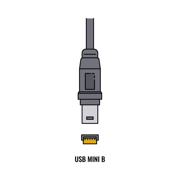 USB Mini B端口和插头隔离的平面矢量插图图片下载