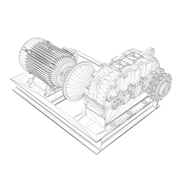 工业电机线架。等距视图。3 d。矢量图图片下载