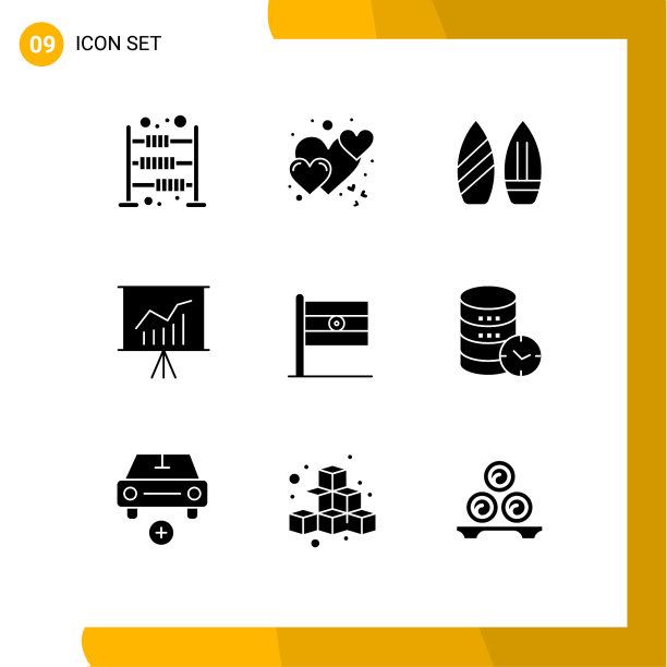 设置9个现代的UI图标符号标志的旗帜图片下载