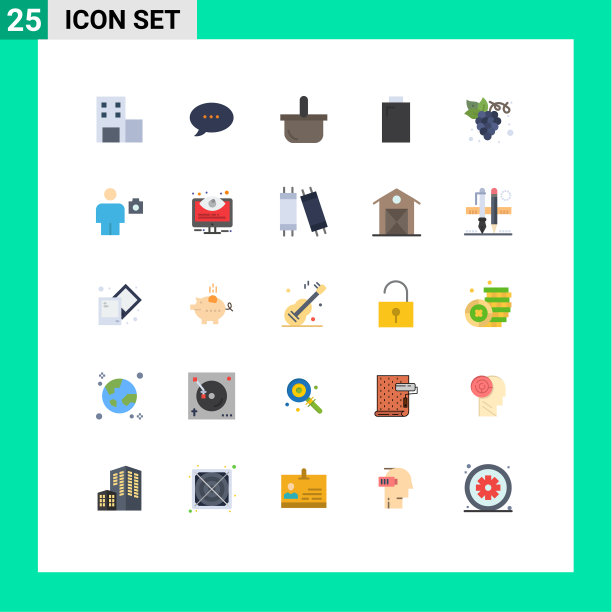 25个主题平色和可编辑的符号图片下载