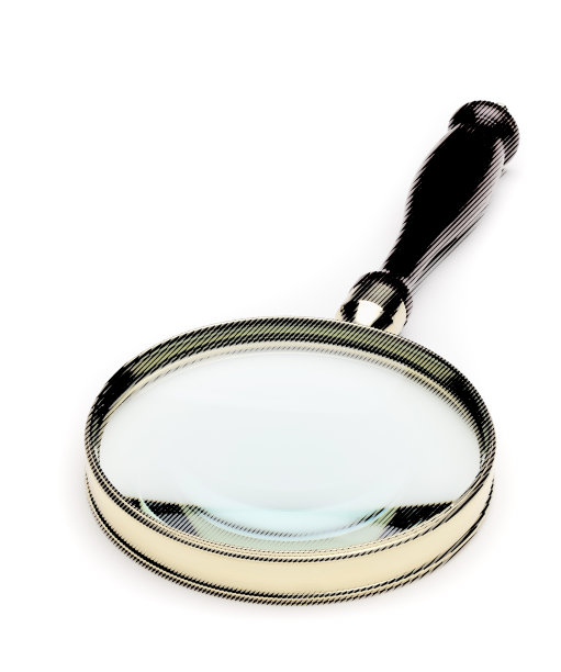 放大镜-雕刻，木刻，半色调，插图技术素材图片