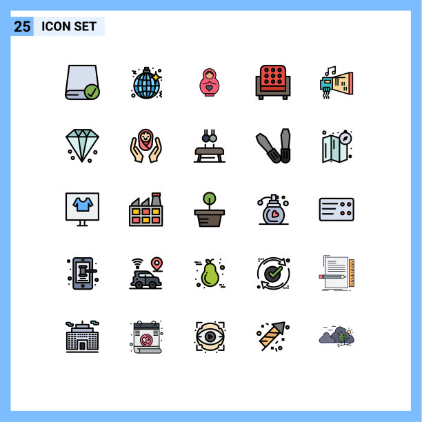 25个通用填充线平色标志符号图片下载