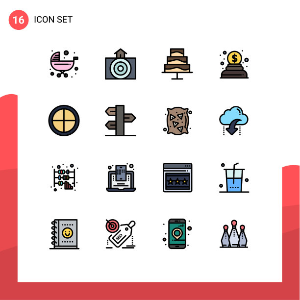 16平面颜色填充线概念的网站图片下载