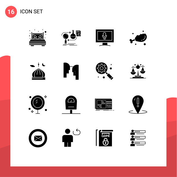 用户界面包16个基本固字形图片下载