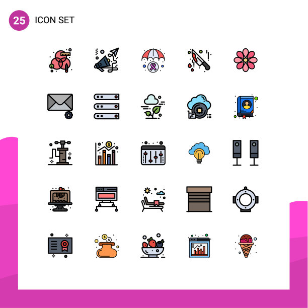 包25个创意填充线平色图片下载