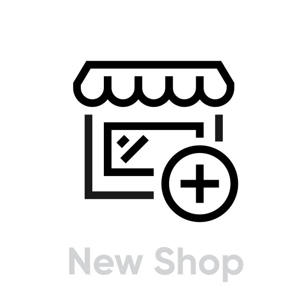 新网上商店图标可编辑线条矢量图片下载