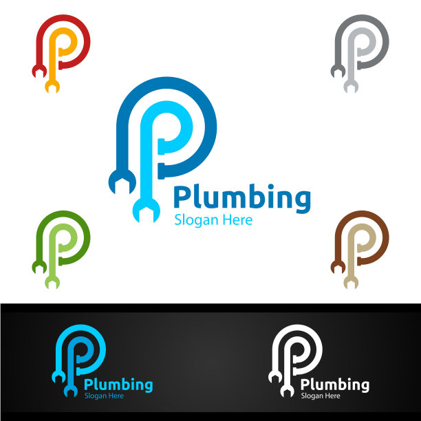 字母P管道符号与水和Fix Home概念图片下载