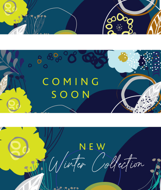 斯堪的纳维亚艺术和平面设计元素，海军蓝和石灰。图片下载