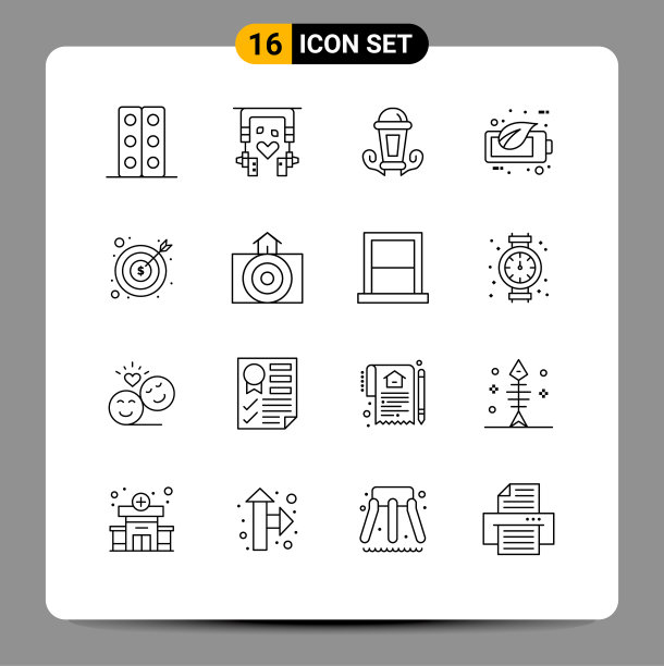 设置16个现代的UI图标符号图片下载