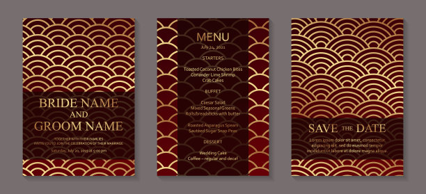 现代几何豪华婚礼邀请设计或卡片模板的生日祝福或证书或封面。图片下载