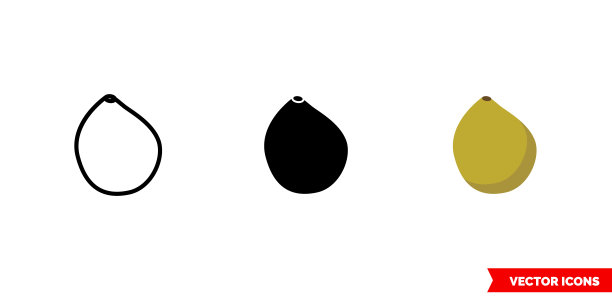 木瓜图标三种类型的颜色，黑白，轮廓。孤立向量符号符号图片下载