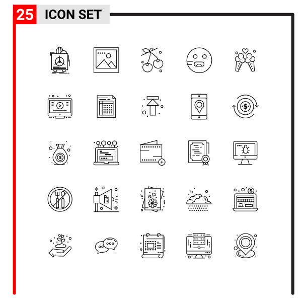 移动界面线设25个象形图图片下载