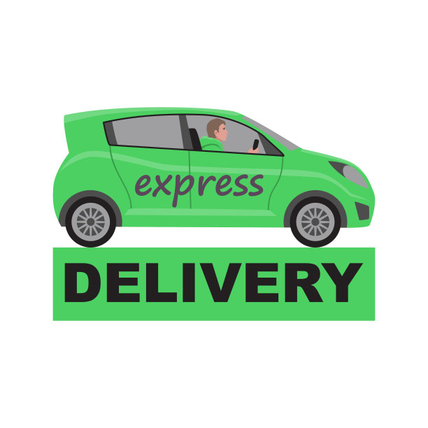 快递标志配绿色快递车图片下载