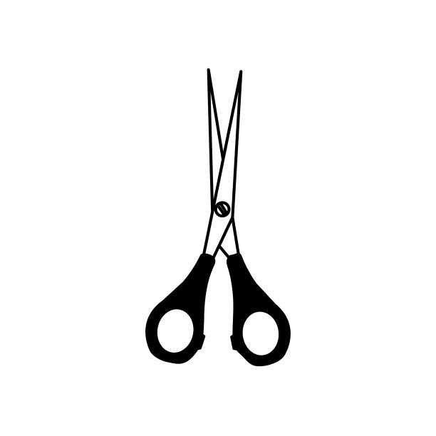 黑色和白色剪刀图标在平的风格图片下载