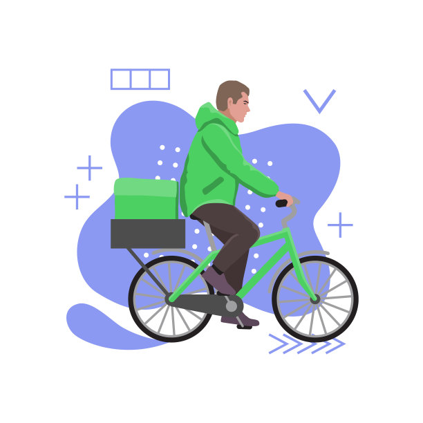 抽象背景上的男人快递员配送服务图片下载