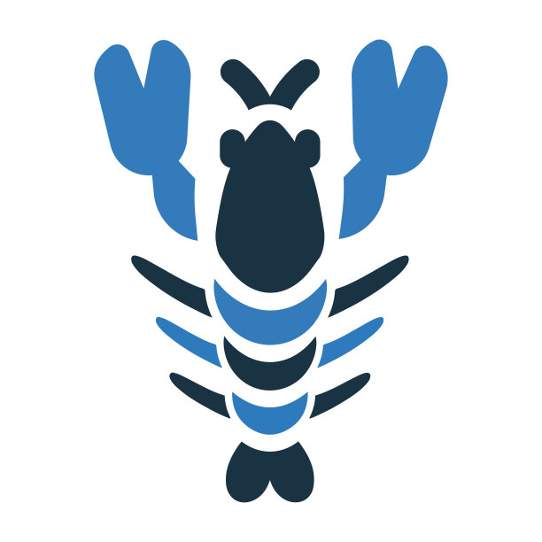 虾、龙虾图标。矢量图形图片下载