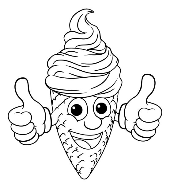 冰淇淋甜筒卡通人物吉祥物竖起大拇指图片下载