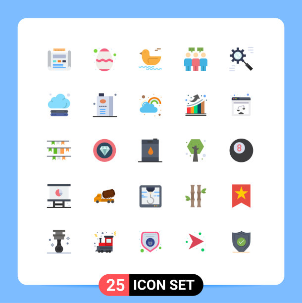 包装25个现代平面颜色的标志和符号图片下载
