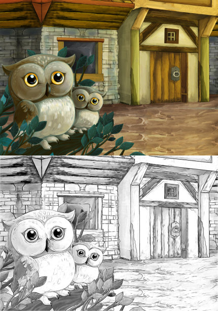 卡通快乐的小品场景城堡附近的森林-舞台为不同用途图片下载