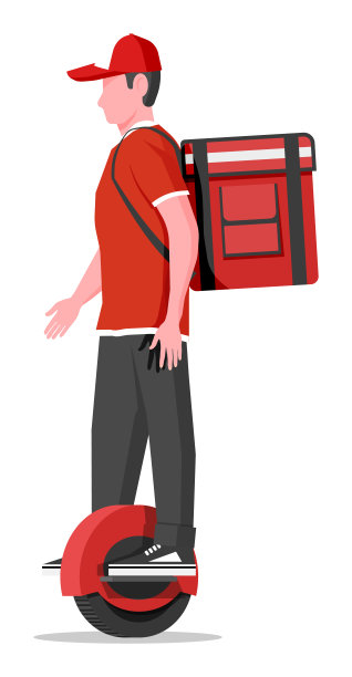 送货员骑独轮车送货图片下载