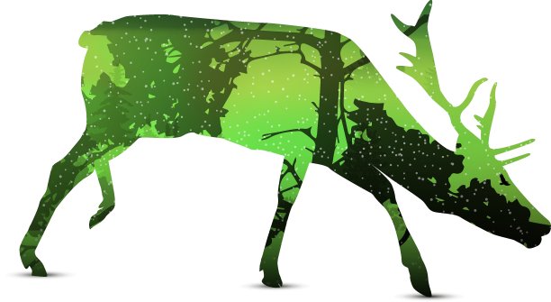 咆哮的麋鹿剪影图片下载