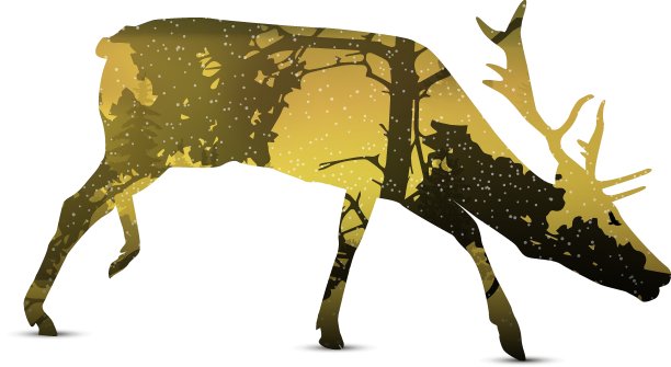 咆哮的麋鹿剪影图片下载
