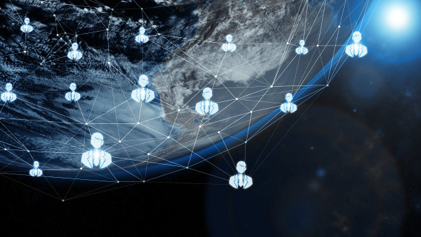 3D插画全球现代创意交流和互联网网络地图图片下载