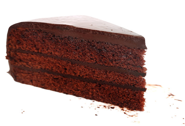 白色背景上的棕色巧克力蛋糕。图片下载