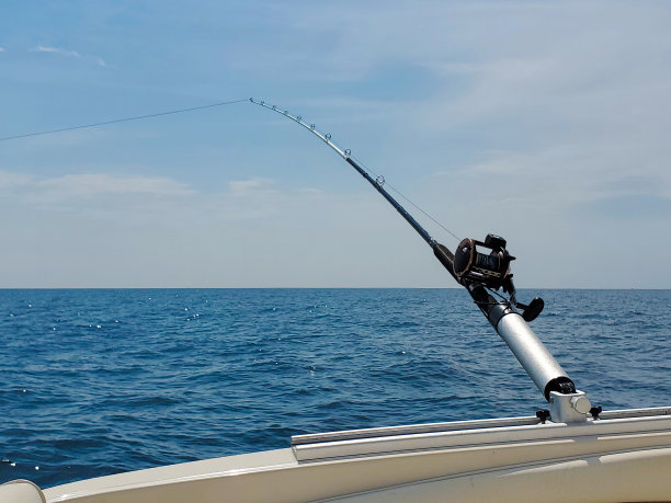 船上的鲑鱼钓竿图片下载