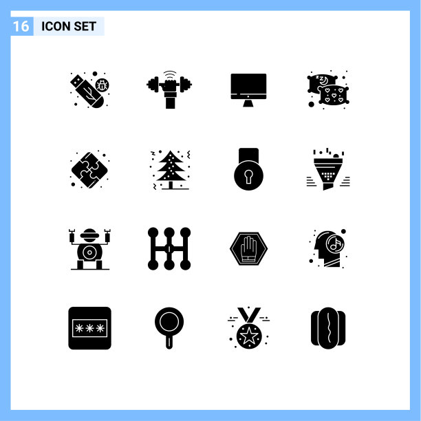通用图标符号组16个现代立体图片下载