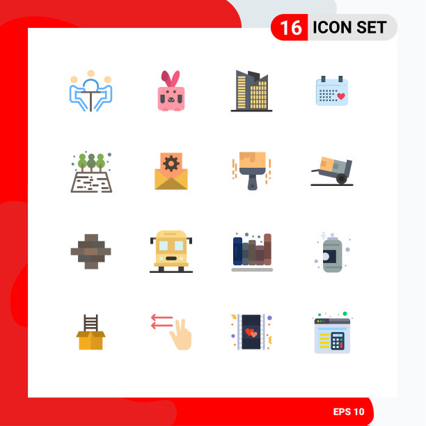 打包16个创意平面色彩的花园婚礼图片下载