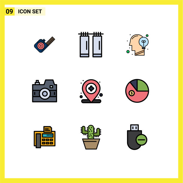 包装9个现代填充线和平色标志图片下载